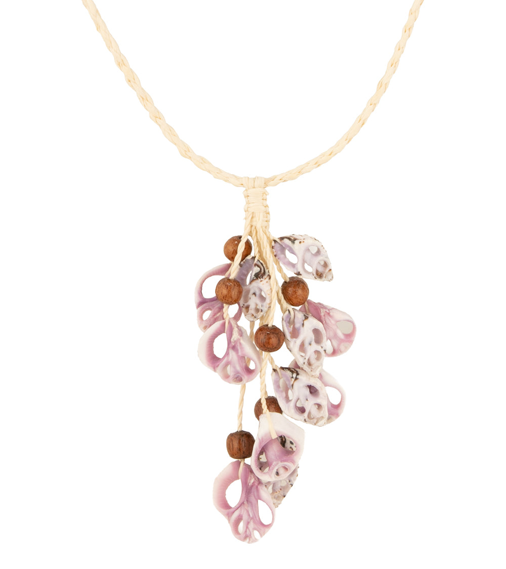 Grape Sliced Shells and Koa Necklace - 445389C