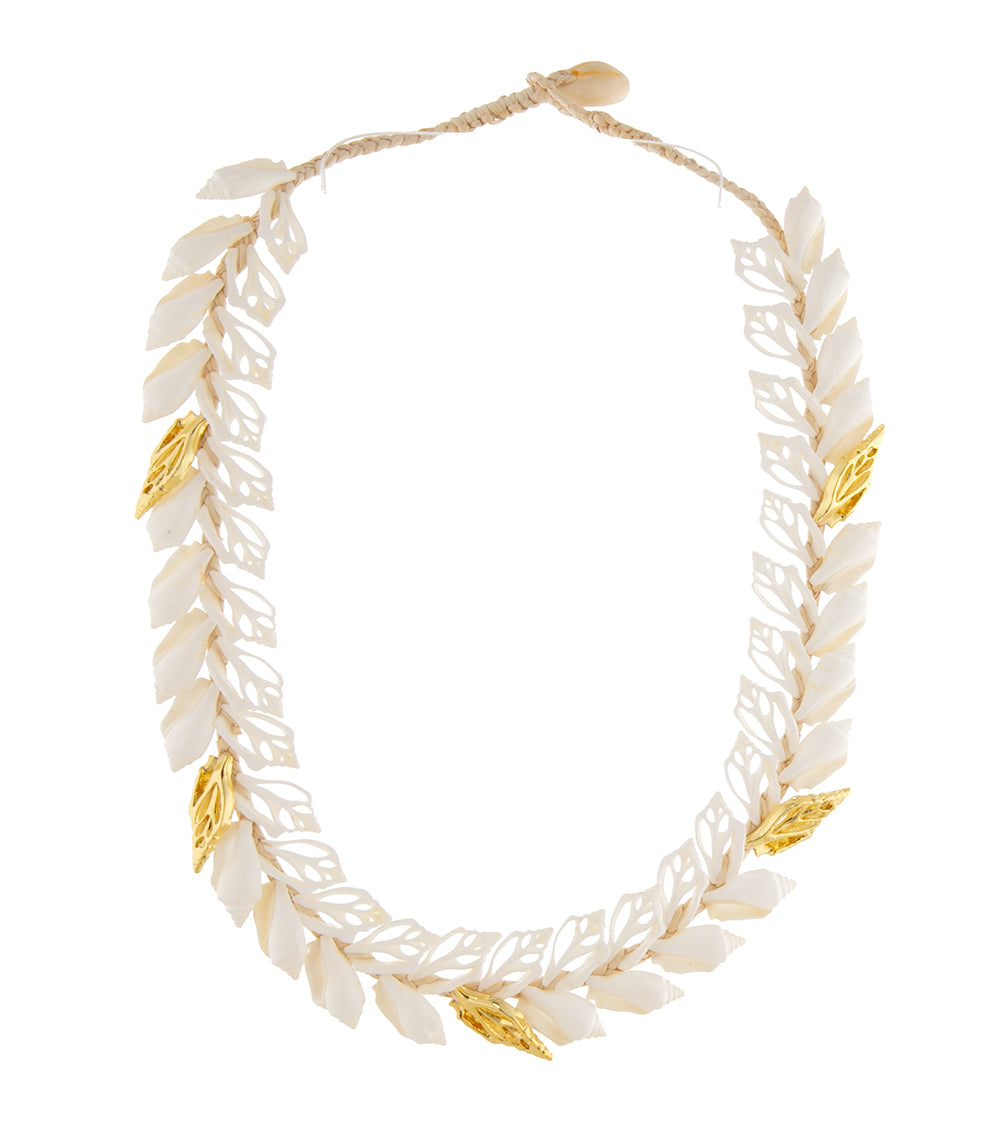 Double-Layered Gold Assorted Sliced Shells Necklace - 44547C