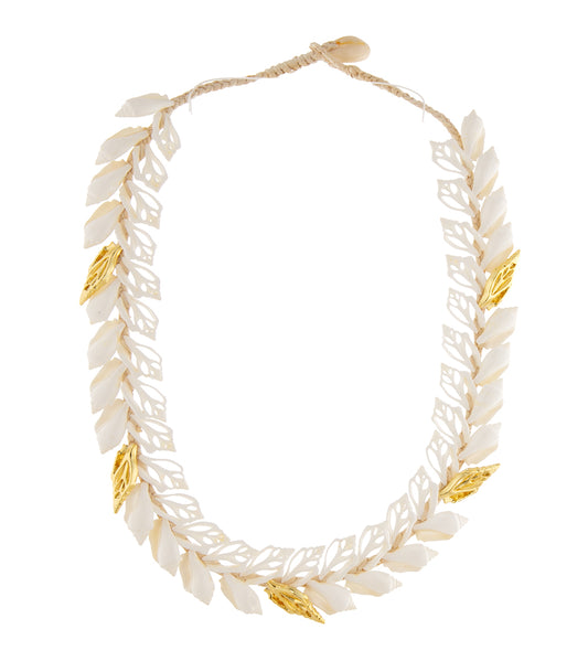 Double-Layered Gold Assorted Sliced Shells Necklace - 44547C
