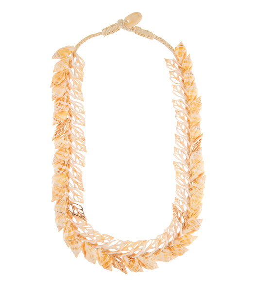 Double-Layered Rose Gold Assorted Sliced Shells Necklace - 44548C