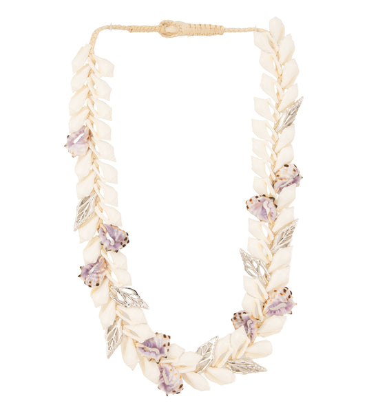 Double-Layered Silver Assorted Sliced Shells Necklace - 44549C