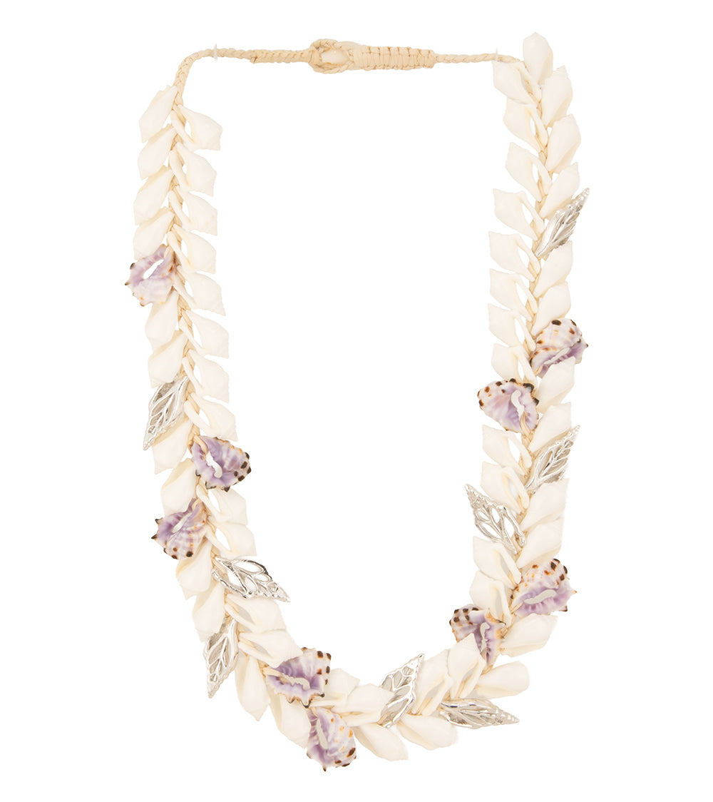 Double-Layered Silver Assorted Sliced Shells Necklace - 44549C