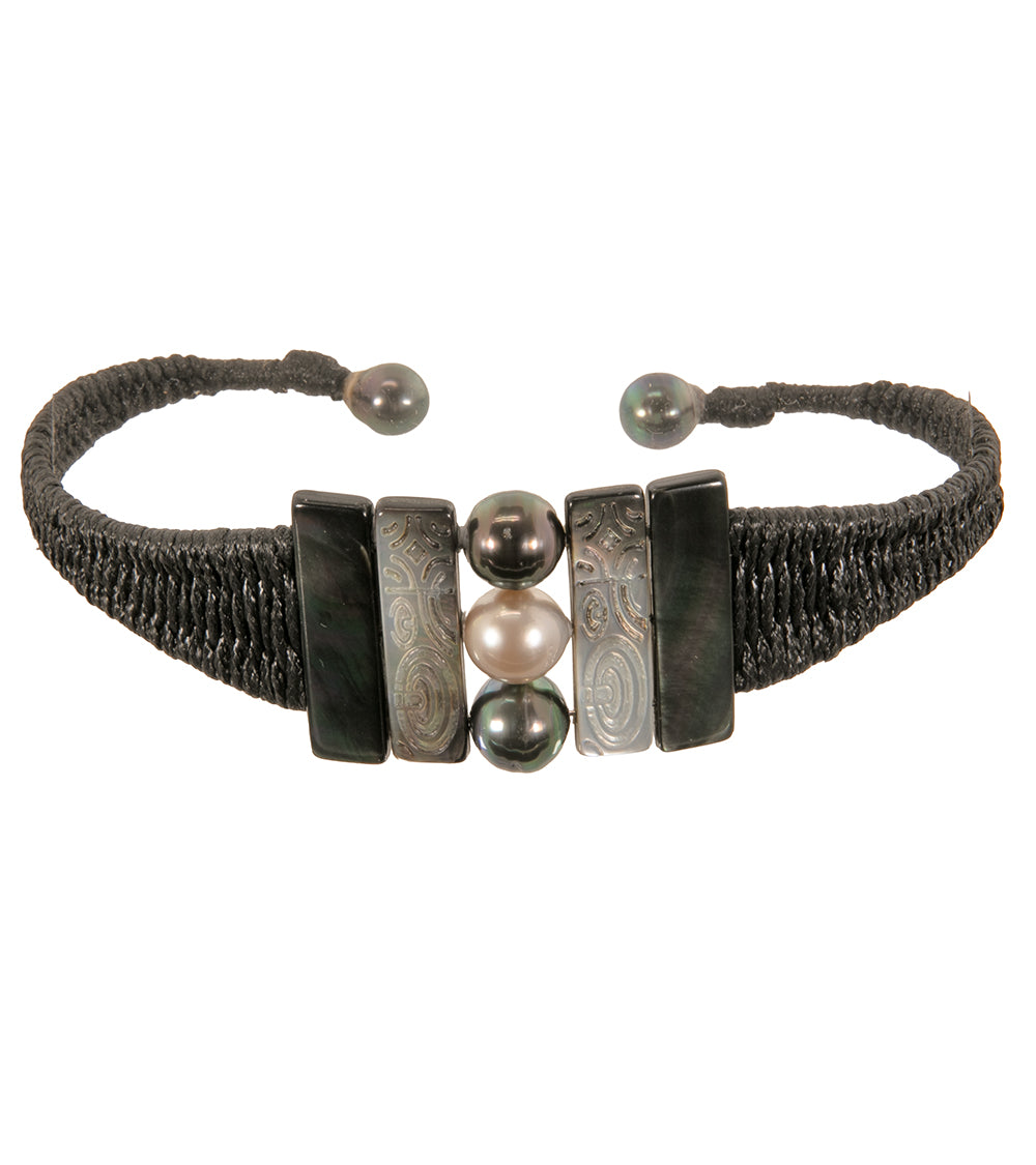 タヒチアンパール編みブレスレット（パール16個） - 36975C