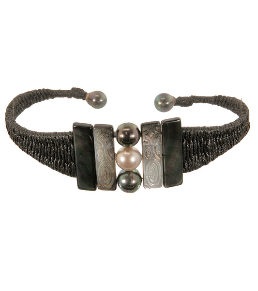 タヒチアンパール編みブレスレット（パール16個） - 36975C