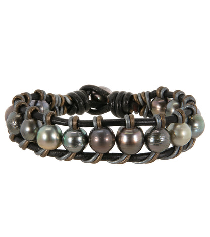 タヒチアンパール編みブレスレット（39粒） - 36958C