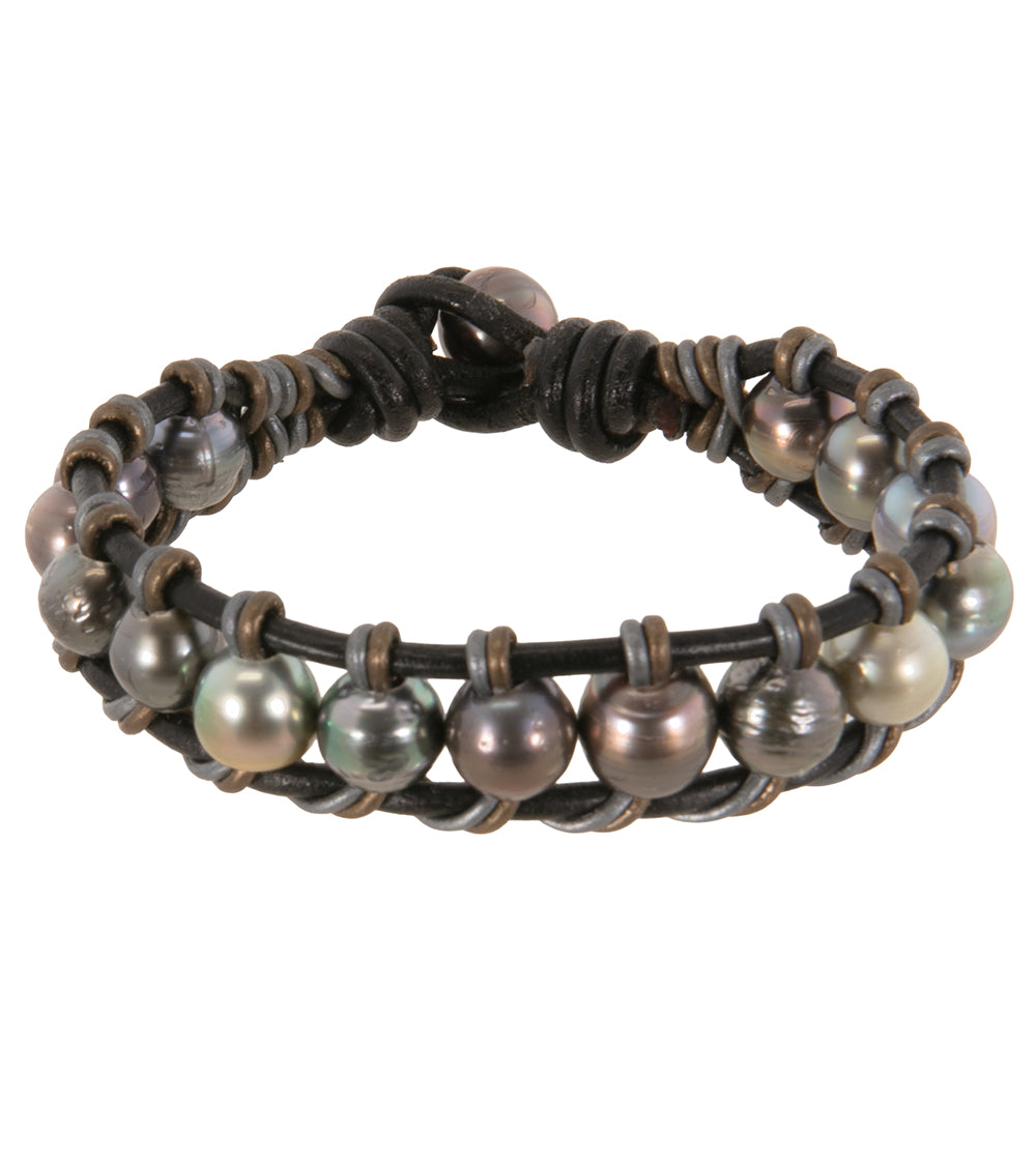 タヒチアンパール編みブレスレット（39粒） - 36958C