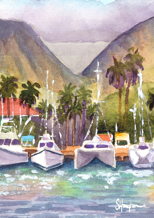 Greeting Card "Lahaina Harbor" by Sarah Houglum