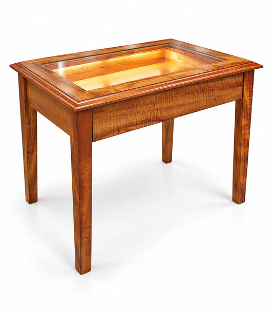 Mesa auxiliar de exhibición Lockwood con cajón y luces