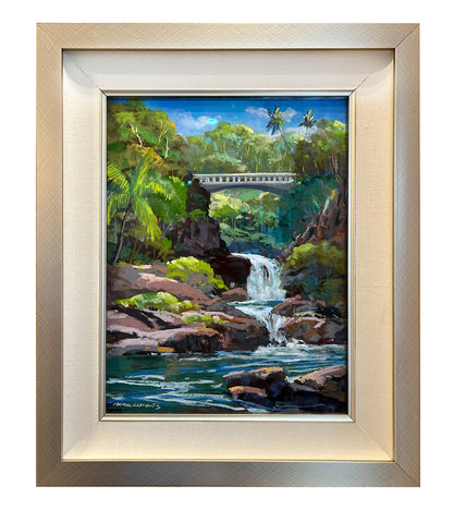 Original Pastel Painting "Bridge Over Ohe’o Gulch" by Michael Clements 14x18