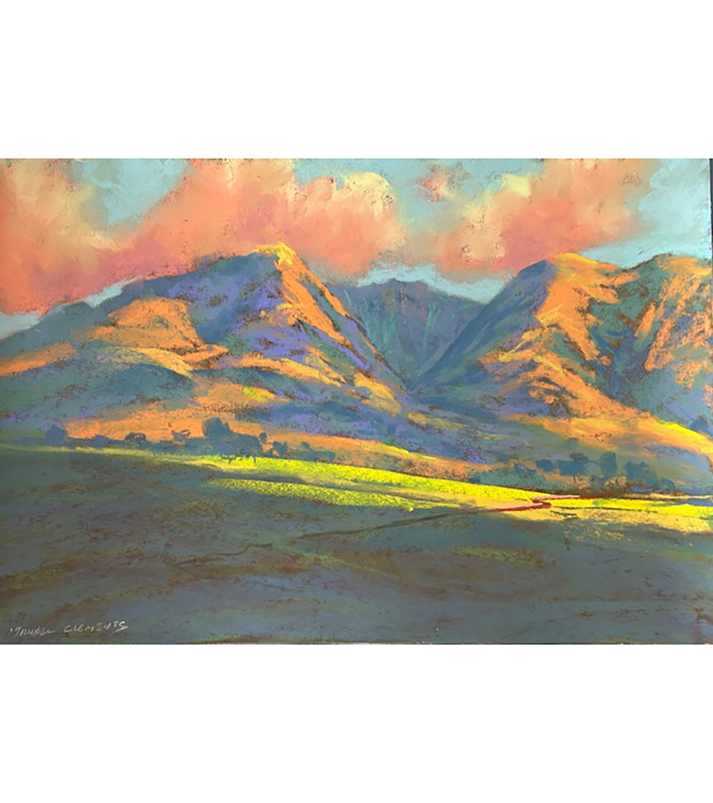 Original Pastel Painting "Last Light on West Maui Mountains" by Michael Clements 18x12