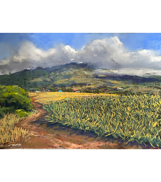 Original Pastel Painting "Maui Gold Pineapple Fields" by Michael Clements 18x12