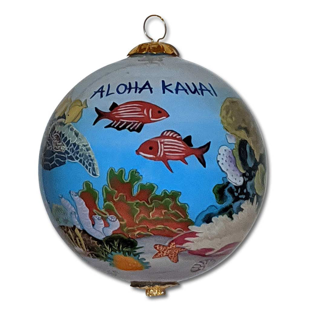 Glass Ornament - Fish, Corals and Honu