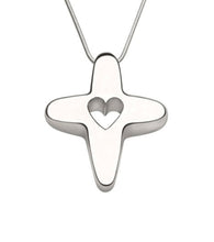 Colgante de cruz "Dios es amor" en oro blanco de 14 quilates