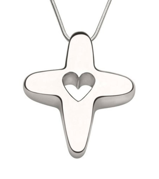 ホワイト14Kゴールド「神は愛」クロスペンダント