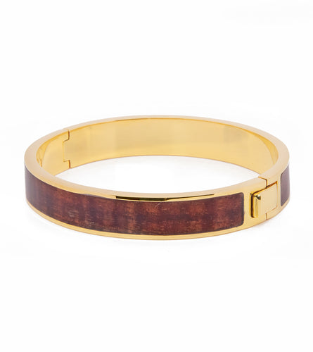 Koa Gold Plate Wide Bangle, Hinged