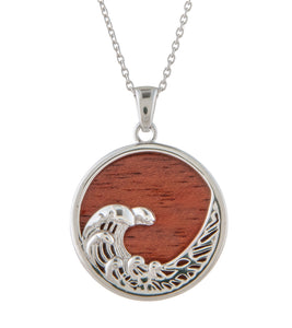 Koa Wave Pendant Necklace