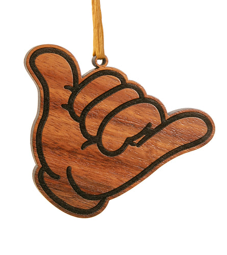 Koa Flat Ornament - Shaka