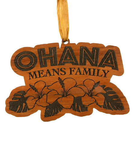Koa Flat Ornament - Ohana Means Family
