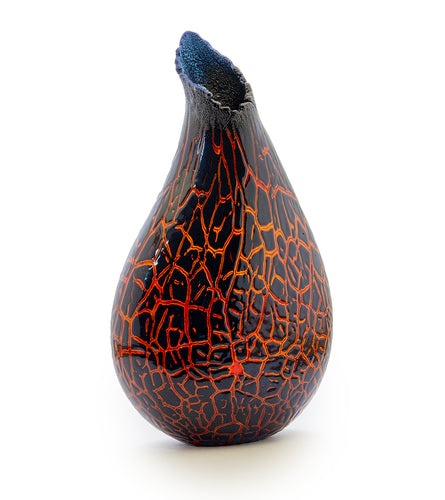 Glass Crackled Kilauea Vase 
