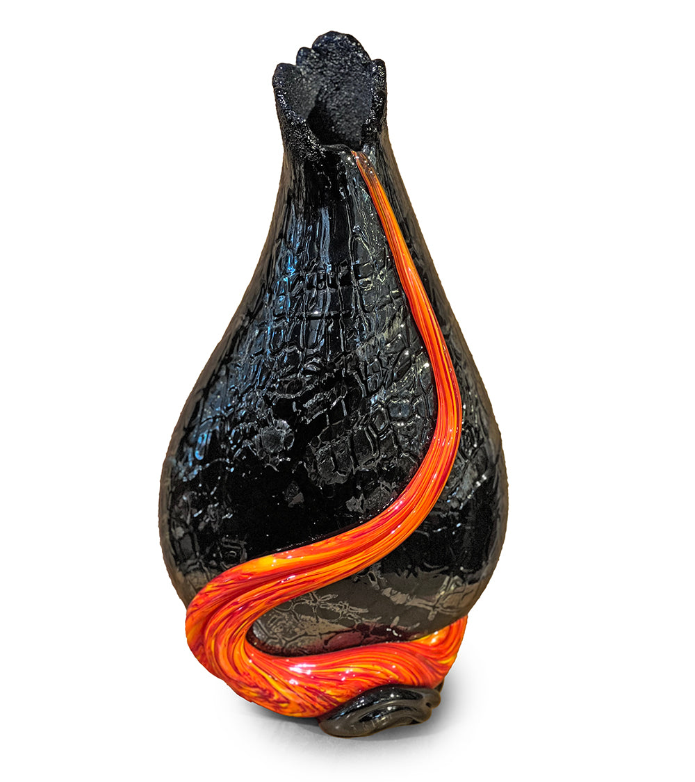 Glass Black Crackle Surface Flow Vase 