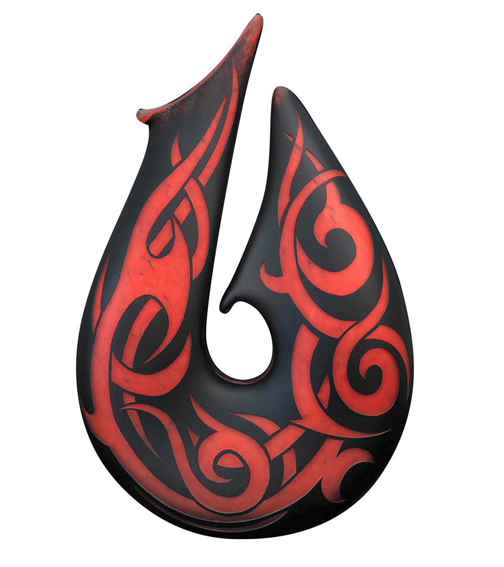 ガラス「赤と黒のフィッシュフック - FH79」 