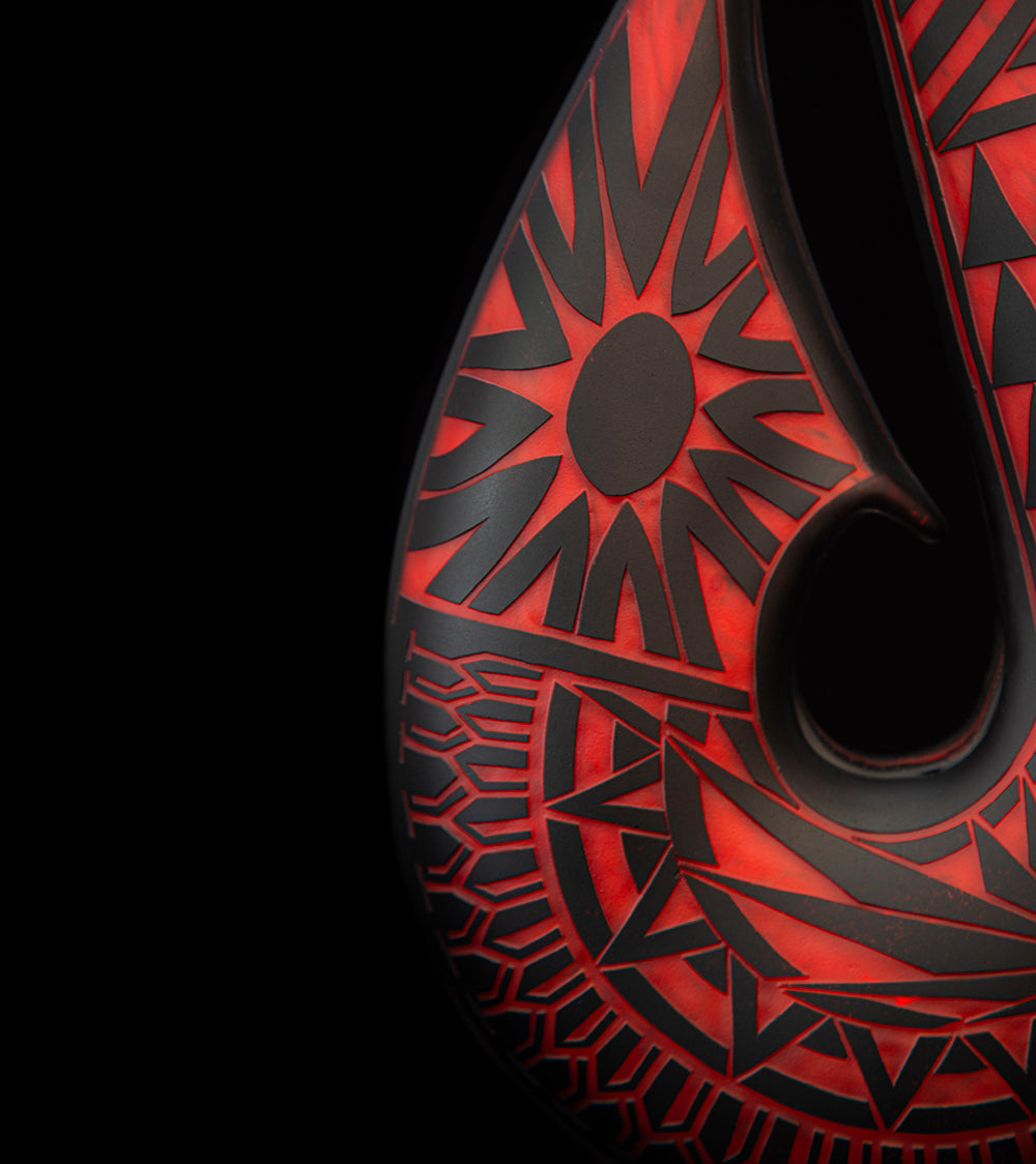 ガラス「赤と黒のフィッシュフック - FH79」 