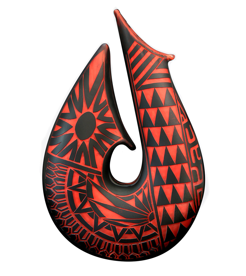 ガラス「赤と黒のフィッシュフック - FH79」 