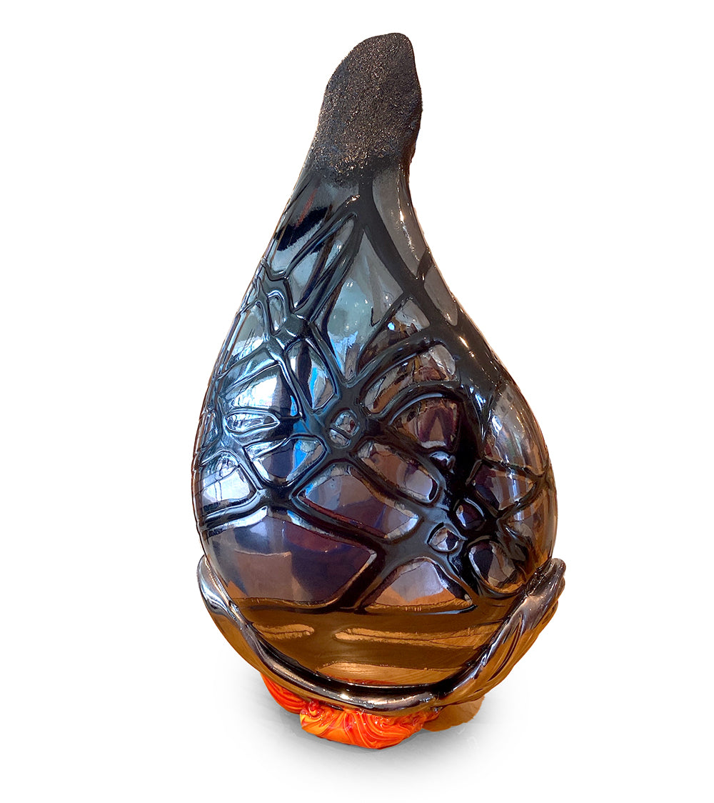 線模様の黒い表面フロー花瓶