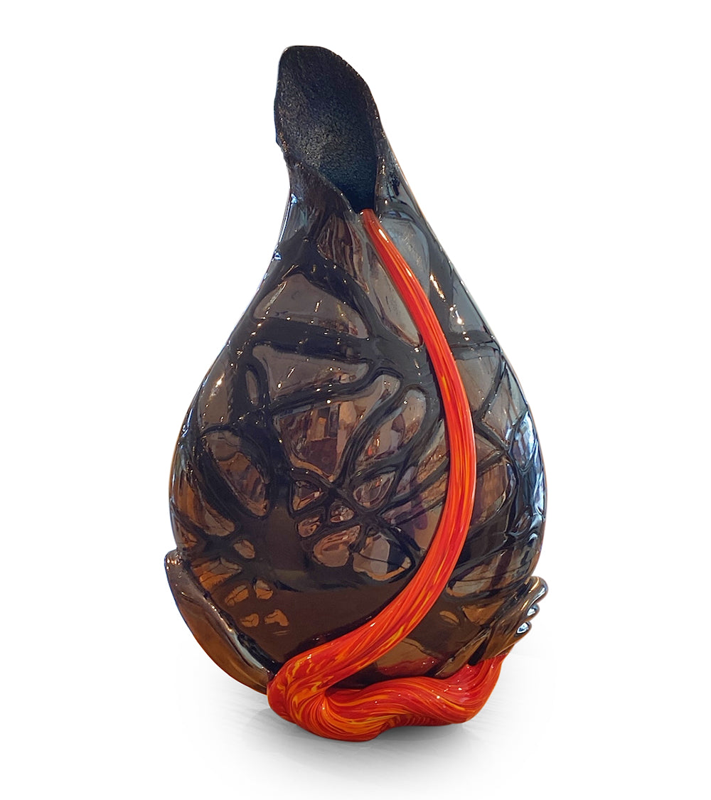 線模様の黒い表面フロー花瓶