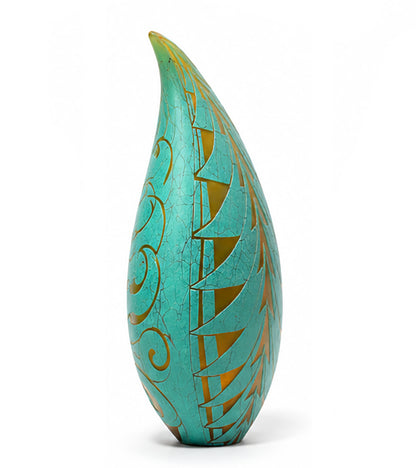 Glass "Leaf Jade/Gold - #34" by Daniel Moe