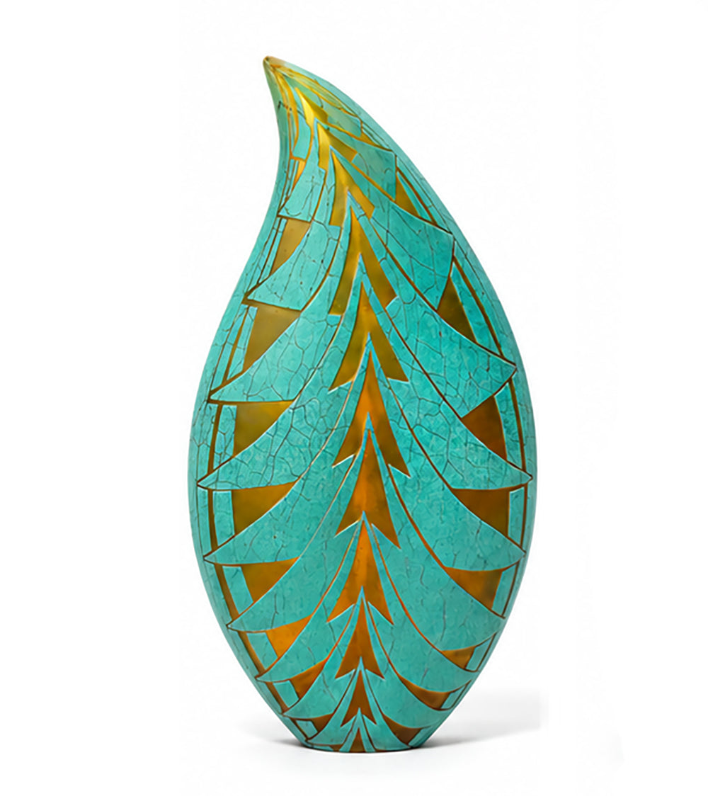 Glass "Leaf Jade/Gold - #34" by Daniel Moe