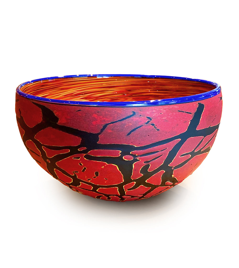 Kilauea Bowl LB-204 in red and blue glass by Daniel Moe