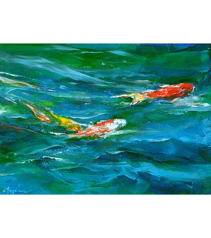 Greeting Card "Koi Blue" by Hiroshi Tagami