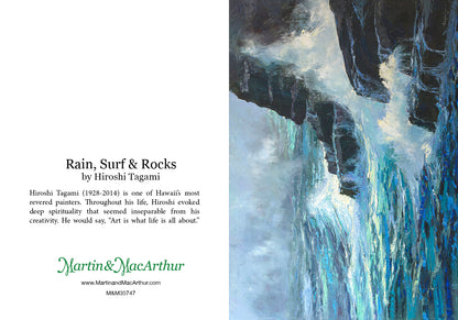 Tarjeta de felicitación "Lluvia, olas y rocas" de Hiroshi Tagami
