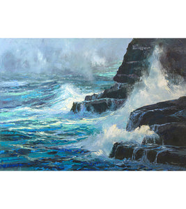 Greeting Card "Rain, Surf & Rocks" by Hiroshi Tagami