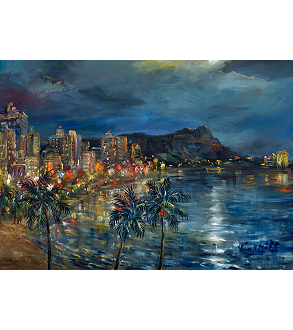 Greeting Card "Waikiki Lights" by Eva Makk