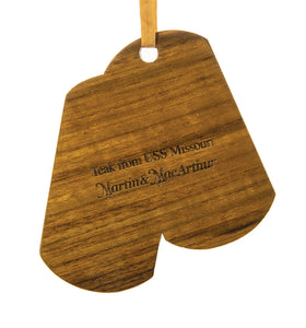 USS Missouri Teak Ornament, Dog Tags