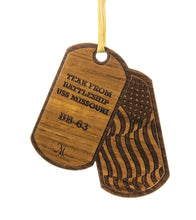 USS Missouri Teak Ornament, Dog Tags