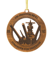 USS Missouri Teak Ornament, Strength For Freedom