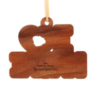 Koa Flat Ornament - I Love Kauai
