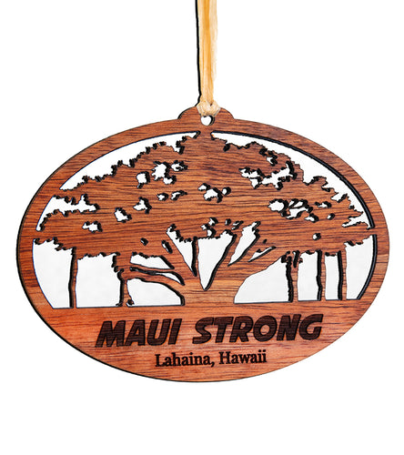 Koa Flat Ornament - Maui Strong, supporting Maui relief efforts