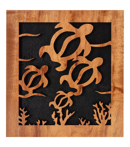 Arte mural de koa - Four Honu