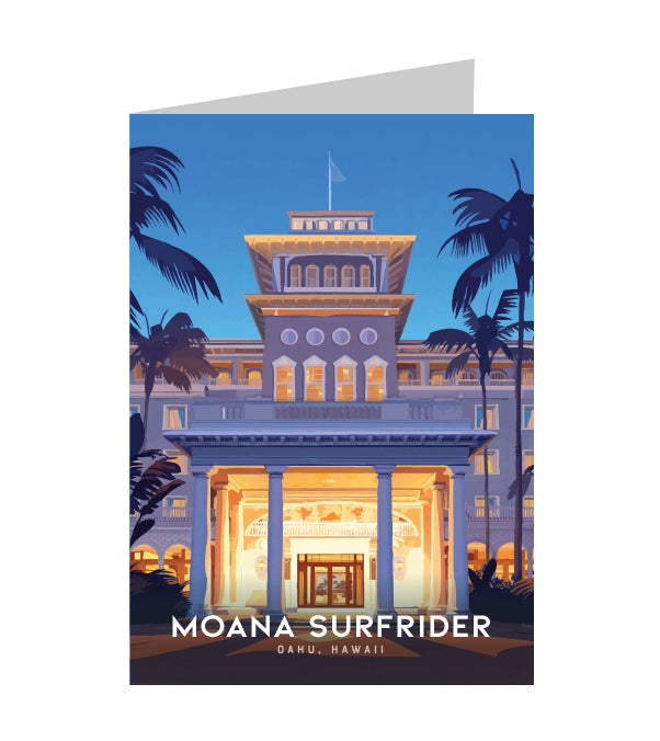 Greeting Card "Moana Surfrider, Oahu" Hawaii Travel Art