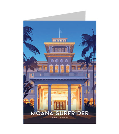 Greeting Card "Moana Surfrider, Oahu" Hawaii Travel Art