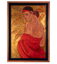 Original Lacquer Painting: "Girl in Red" by Tim Nguyen