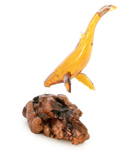 Glass and Wood Sculpture "Amber Dive" by Luke Olsen