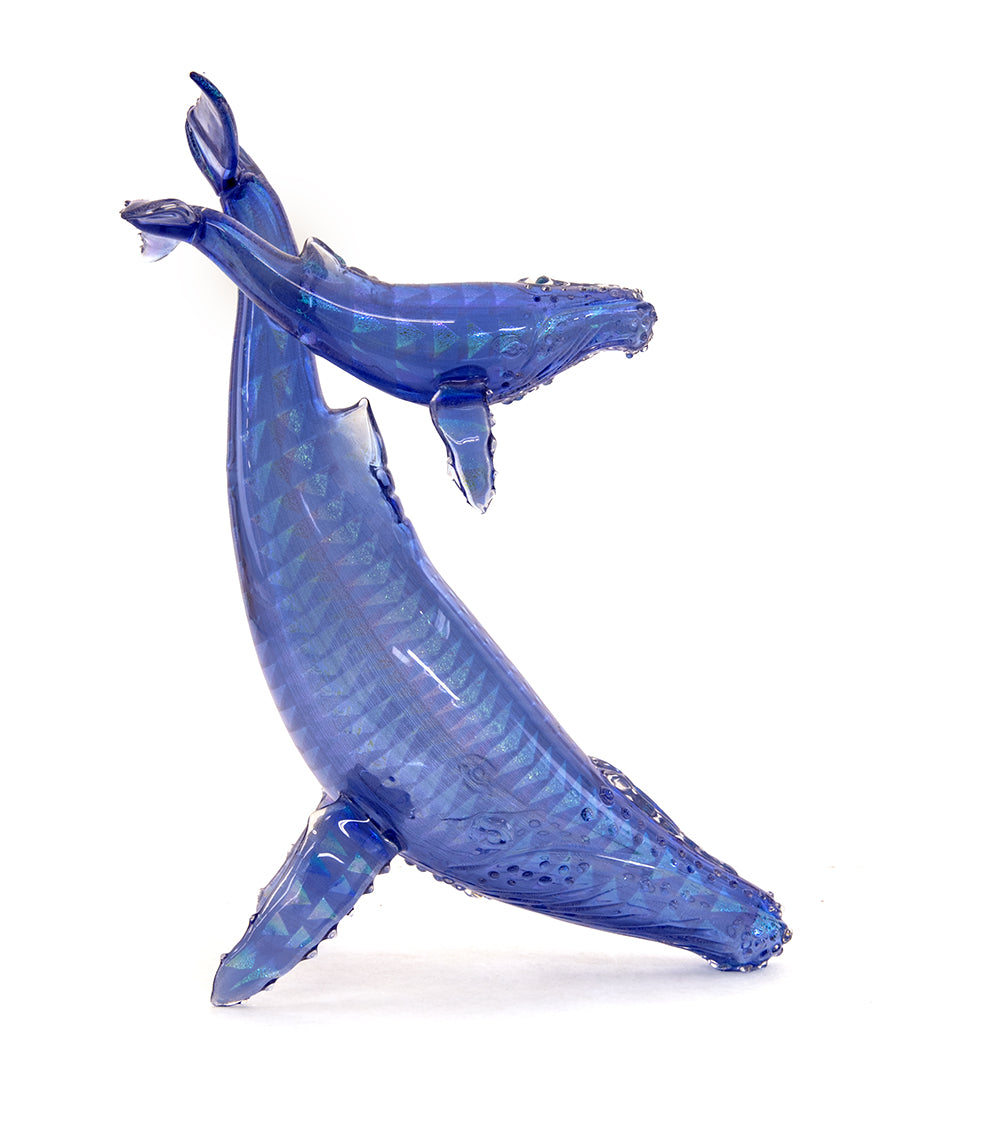 Glass and Wood Sculpture XL "Mother & Calf" by Luke Olsen