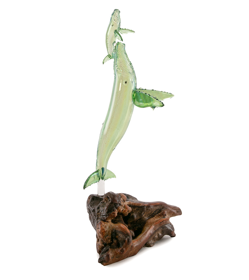 Escultura de vidrio y madera 