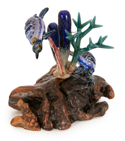 Glass "Two Turtles on Manzanita Burl Wood " by Luke Olsen