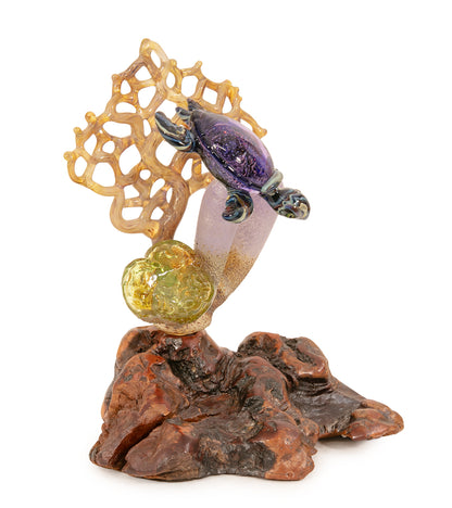 Glass "Galaxy Sea Turtle on Manzanita Burl Wood " by Luke Olsen